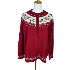 Croft & Barrow Silk Wool Zip UP Holiday Sweater US Women’s 1X Plus
